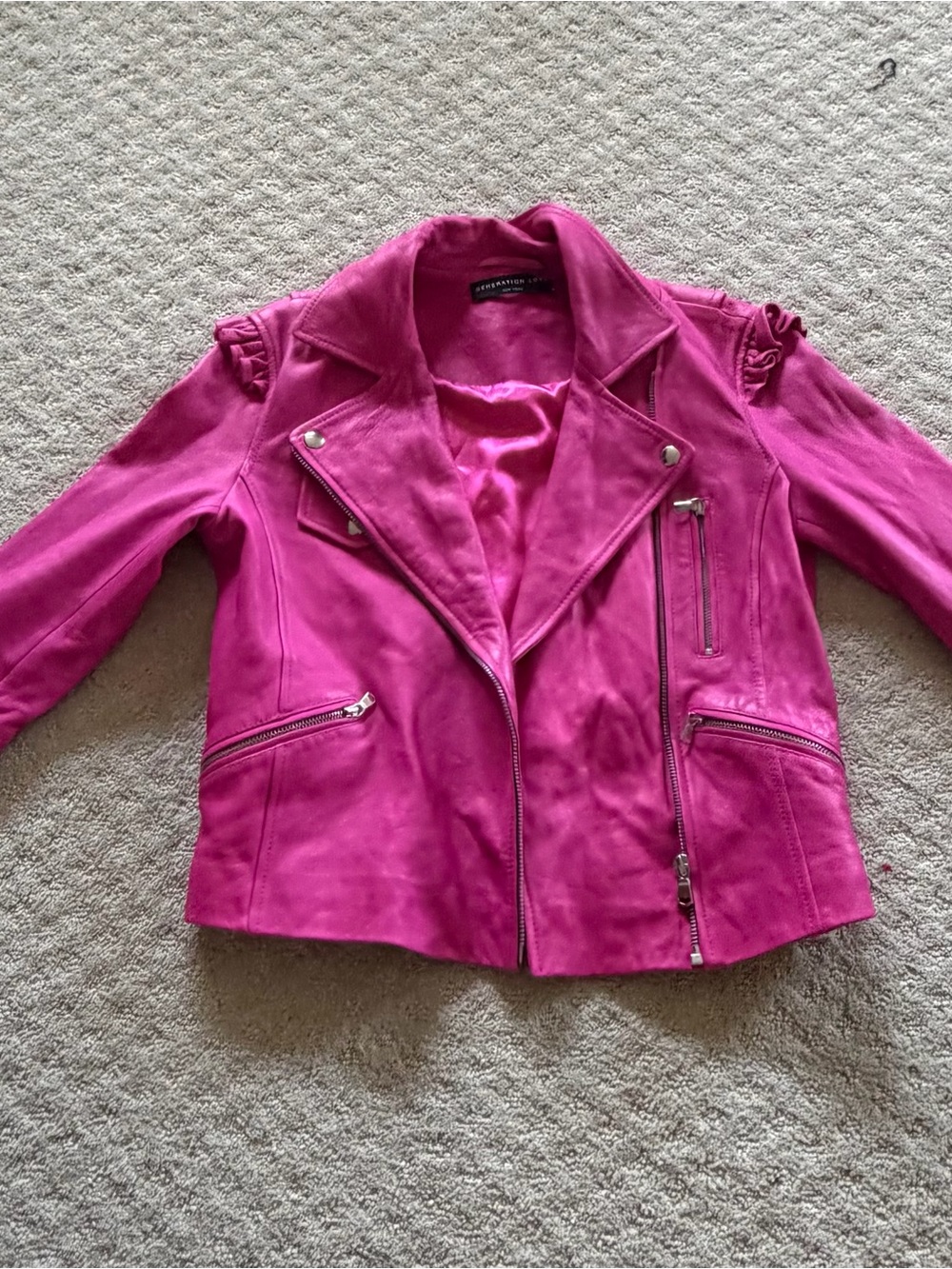 Generation Love Fuchsia Suede Moto Jacket